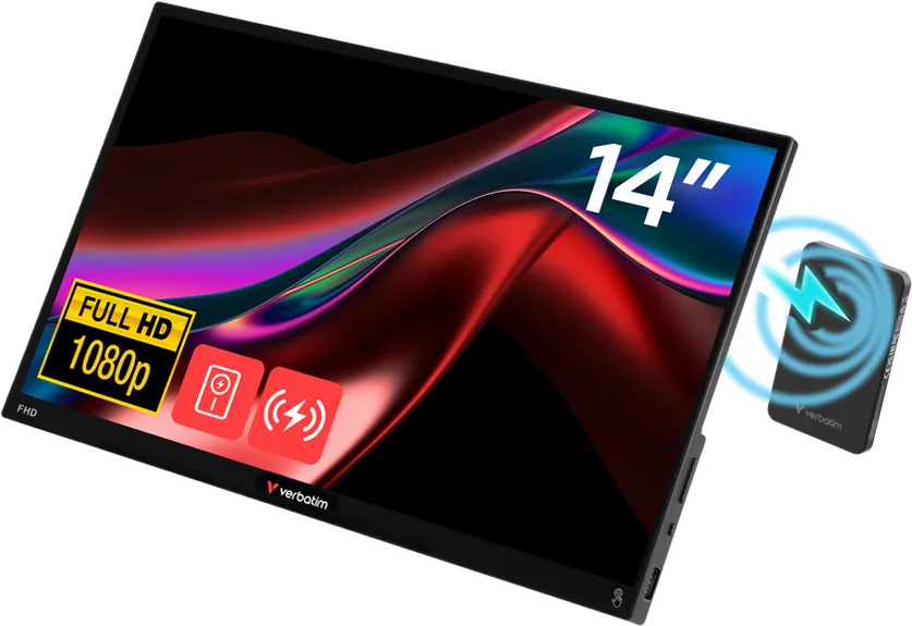 Monitor VERBATIM tactil portabil 14" incl PBCarcasa plastic/PB 5000mAh/FHD 1920x1080