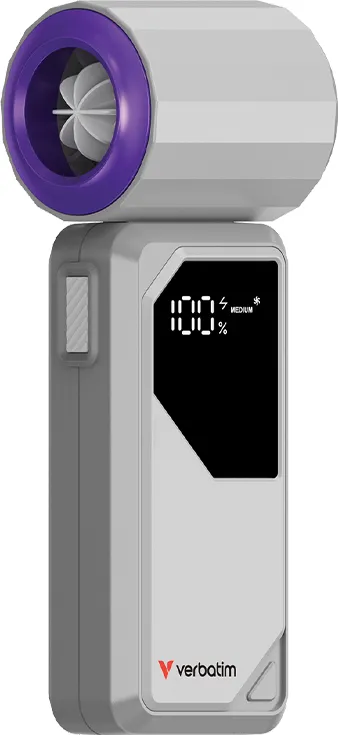 VERBATIM Ventilator portabil Cool'n'Go AirJet G/P VerbatimGrey/Purple, 4000mAh, 20000rpm, LED Display