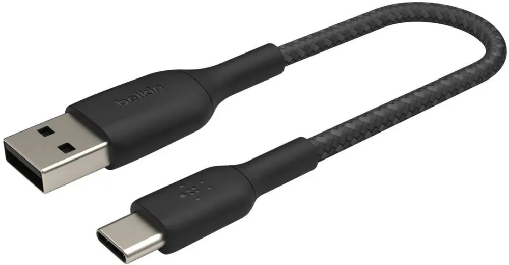 BELKIN Cablu Date USB-C/USB-A Cable 15cm braided, black CAB002bt0MBK
