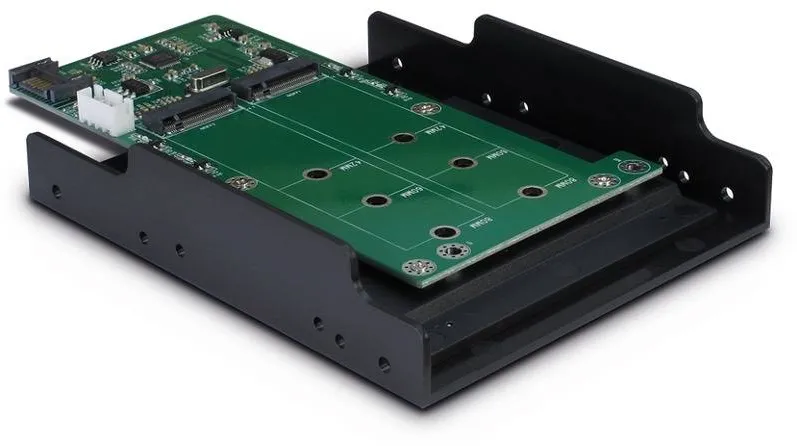 Adaptor Inter-Tech KT022B 3.5 inch 1x SATA Male - 2x M.2 SATA SSD