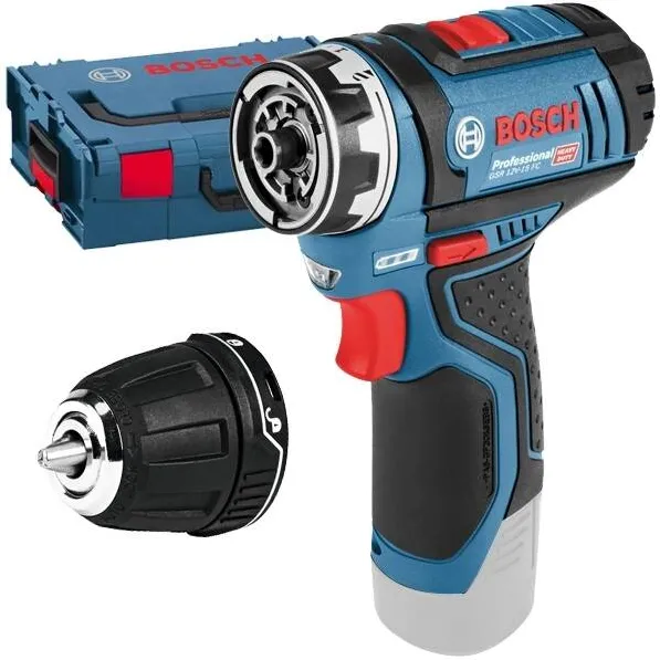 BOSCH GSR 12 V-15 FC - Masina de gaurit si insurubat fara acumulatori si incarcator, Li-Ion, 12 V, - Ah, 30 Nm, mandrina detasabila, led iluminare, valiza speciala