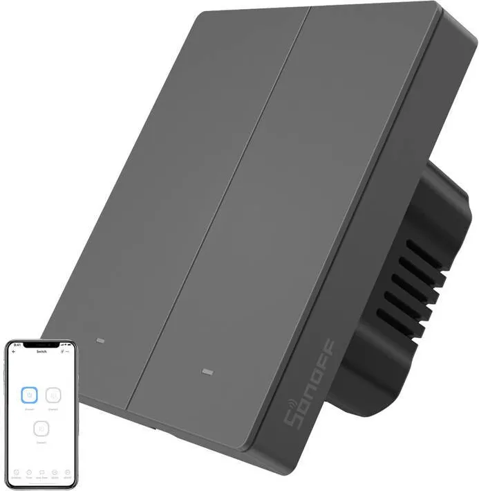 Intrerupator Sonoff Smart WiFi wall switch SONOFF M5-2C-80 graphite
