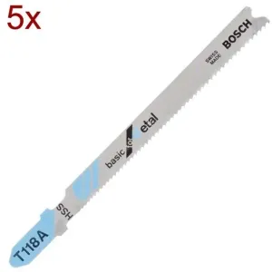 BOSCH T 118 A - Panza fierastrau pendular, tija cu un prag de prindere (T), 92 mm, metal, taiere dreapta, fina, 5 bucati