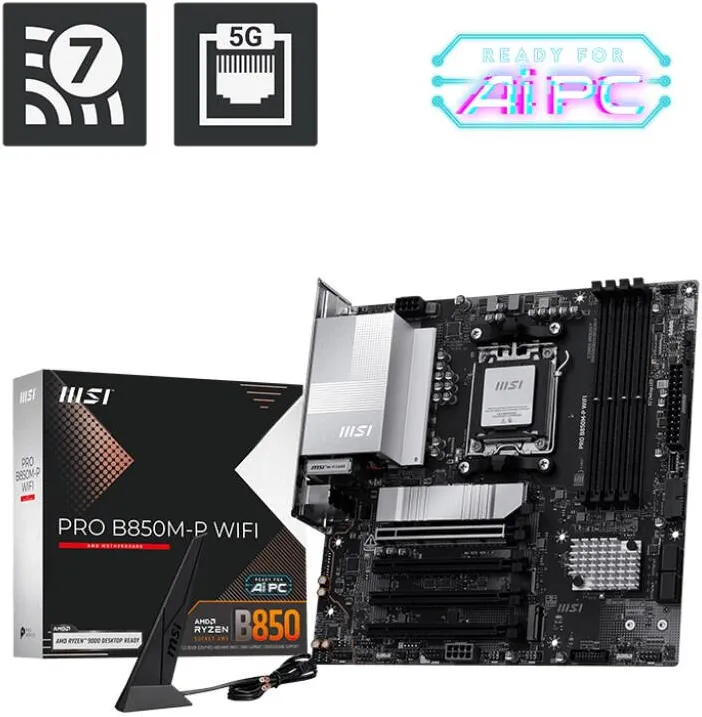 Placa de Baza MSI  PRO B850M-P WIFI AMD B850 Socket AM5 micro ATX