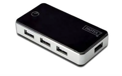 Hub USB Assmann Hub 4-port USB 2.0 HighSpeed, Power Supply, black-silver