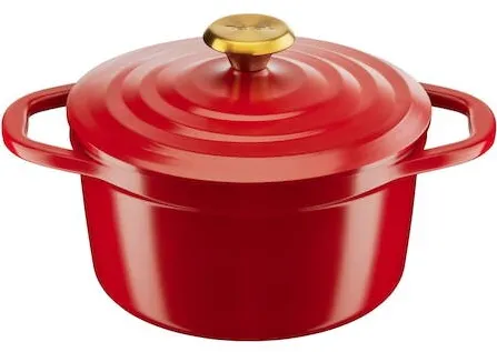 TEFAL Oala cu capac Air, inductie, aluminiu turnat, invelis ceramic, compatibila cu cuptorul pana la 250°C, 24 cm, 4.7 L, rosu
