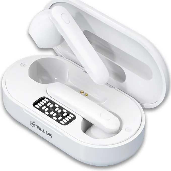 Casti Bluetooth Tellur Bluetooth Flip TWS, Alb
