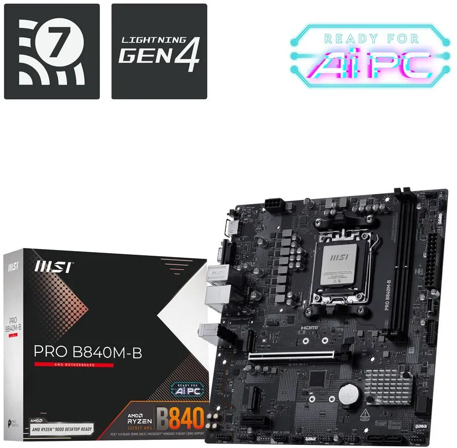 Placa de Baza MSI PRO B840M-B AMD B840 Socket AM5 micro ATX