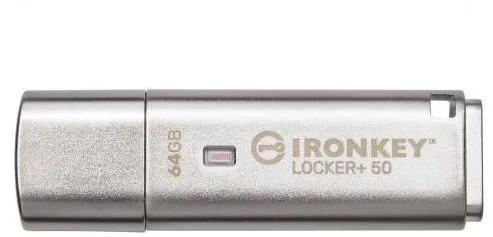 Memorie USB Kingston IronKey Locker+50 64GB, USB 3.2 gen 1, Silver