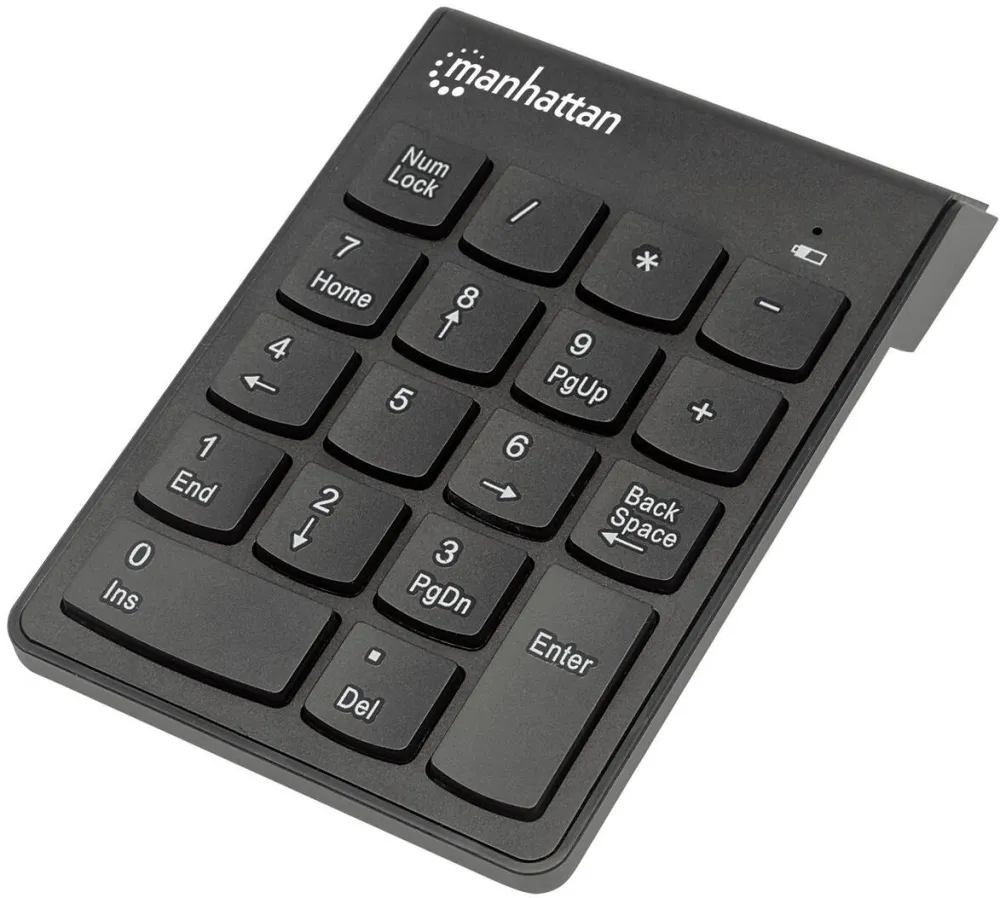 Tastatura MANHATTAN numerica Manhattan, wireless (2,4 GHz), microreceptor USB-A, 18 taste de dimensiune completa, negru