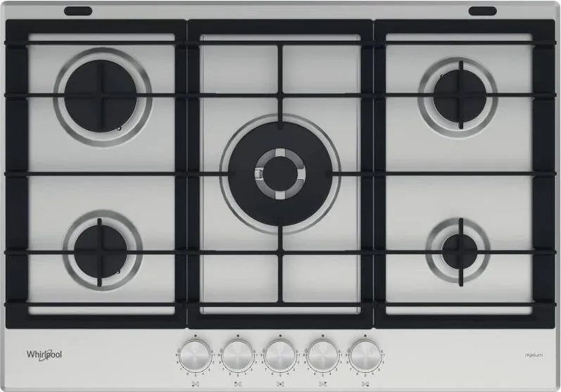 Plita WHIRLPOOL incorporabila GMWL728IXL, Gaz, 4 zone gatit, Gratar fonta, 75 cm, Inox