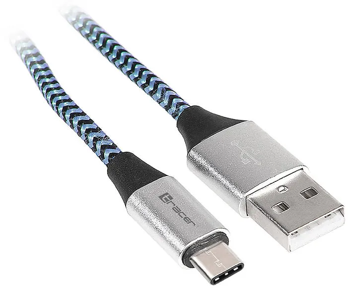 TRACER Cablu TRACER USB 2.0 TYPE-C A Male - C Male 1,0m negru si albastru