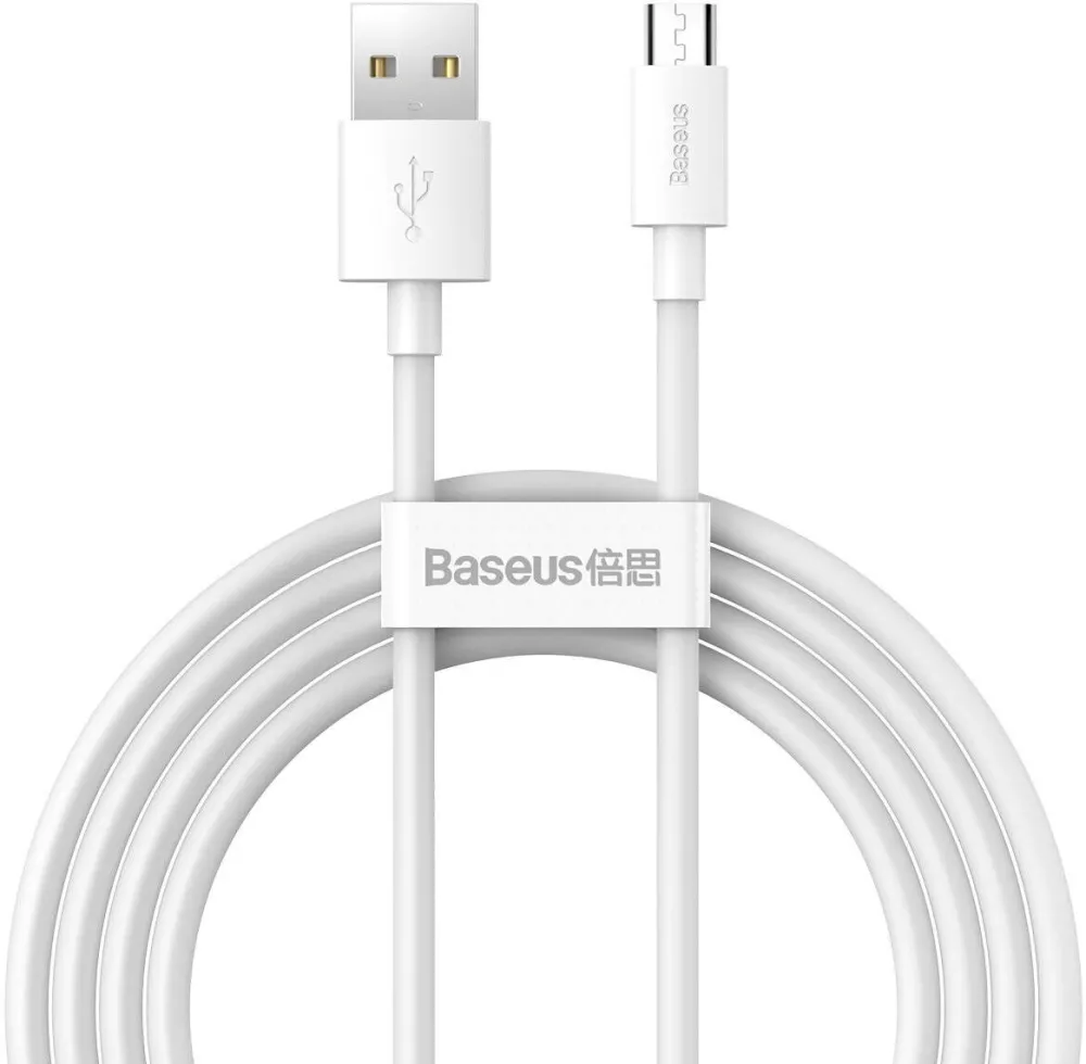 Cablu de Date Baseus Sada datových ů Simple Wistom USB to Micro 2.1A (2PCS/Set) 1.5m Alb