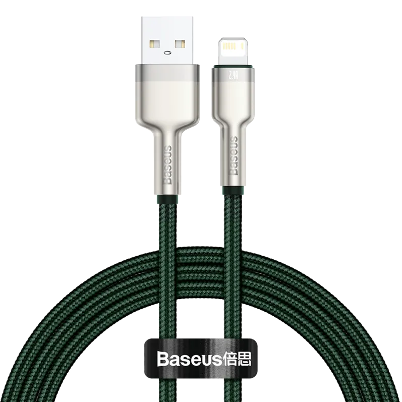 Cablu de Date Baseus USB for Lightning Cafule, 2.4A, 1m (Verde)