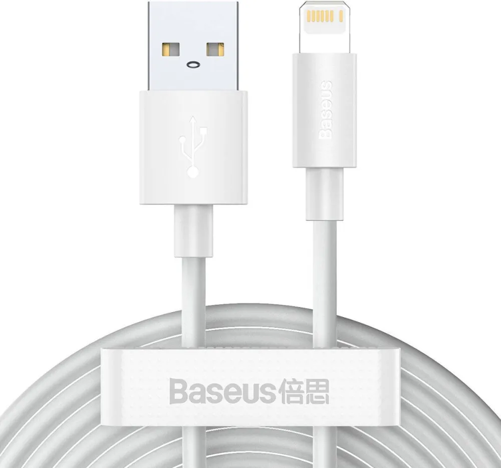 Cablu de Date Baseus Simple Wistom Data Kit USB to Lightning 2.4A (2PCS/Set）1.5m - Alb