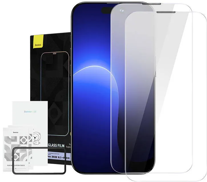 Baseus Szkło hartowane z powłoką przeciwpyłową 0.3mm Baseus Crystal do iPhone 14 Pro (2szt)