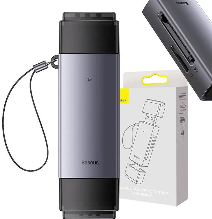 Card Reader Baseus SD/TF seria Baseus Lite, USB + USB-C (Gri)