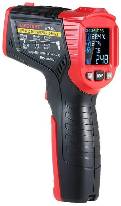 Habotest Pirometru digital cu laserHT651D, contor de umiditate
