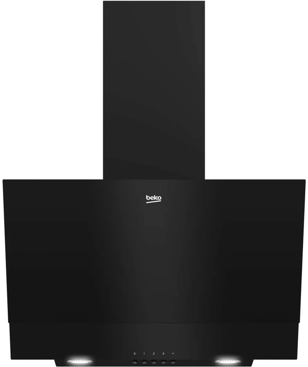 BEKO Hota incorporabila decorativa Beko BHCA62422BBH, Putere de absorbtie 400 mc/h, Afisaj electronic, Iluminare LED, Touch Control, 59.5 cm, Negru Sticla