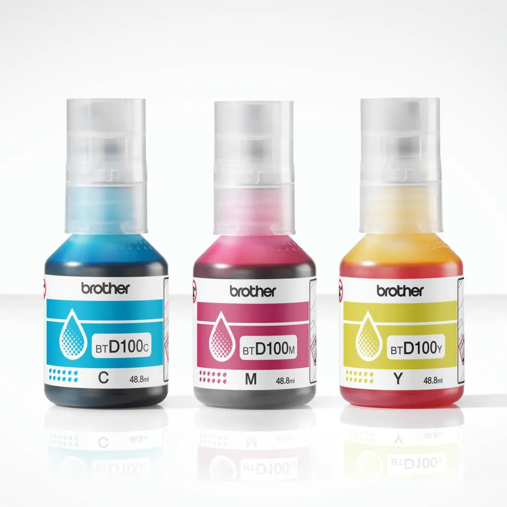 Cartus Imprimanta Brother BTD100CLVAL 3 Bottles Value Pack, C/M/Y