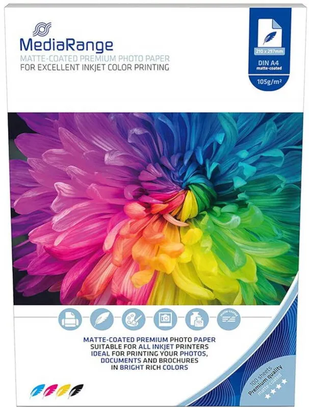 Hartie Foto MediaRange Matte-coated Photo Paper A4 100 coli