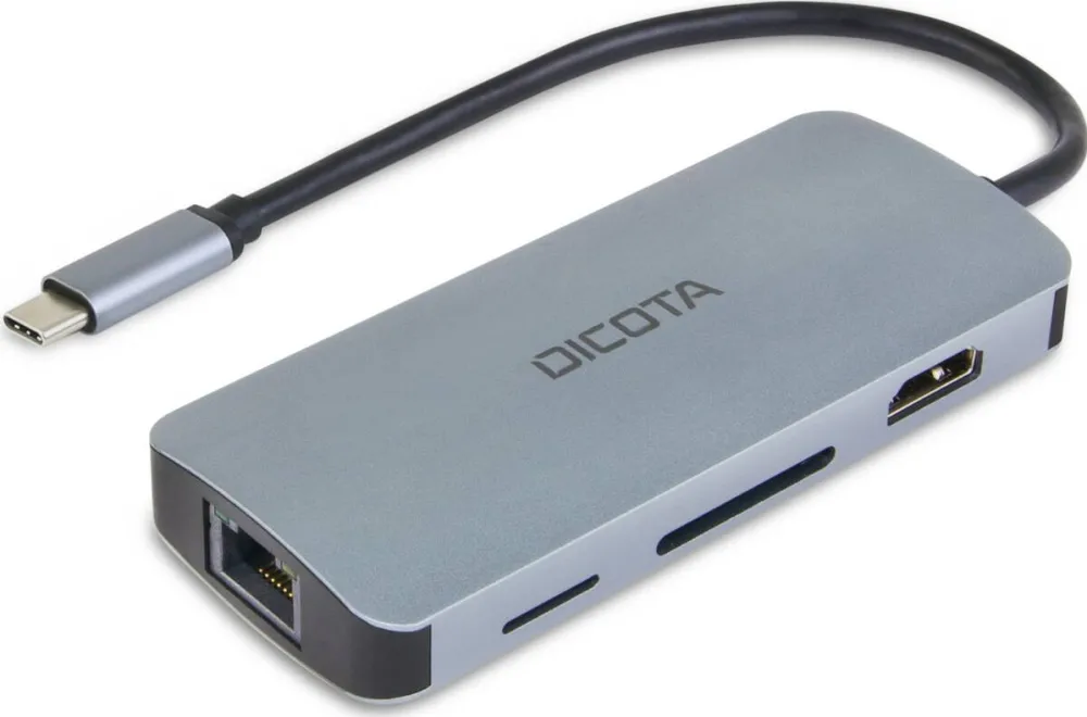 Docking Station DICOTA USB-C 8-in-1 Multi Hub 4K PD 100W silver