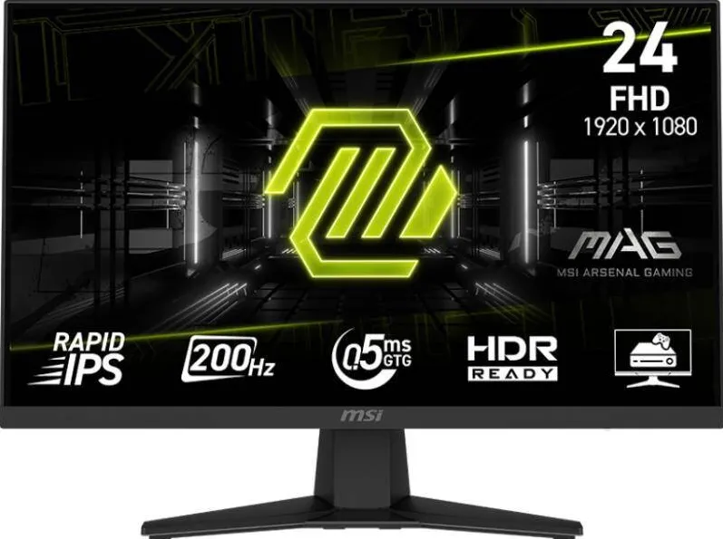 Monitor MSI MAG 244F, IPS, 23.8 inch, Full HD, 1920 x 1080, HDMI, DisplayPort, 200 Hz, 0.5 ms, Negru 9S6-3BC41H-001