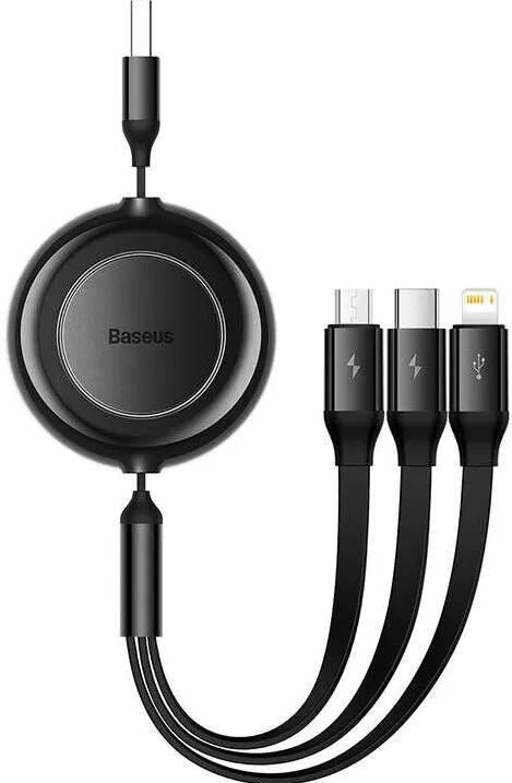Baseus Cablu Baseus One-for-Three 1.1m negru