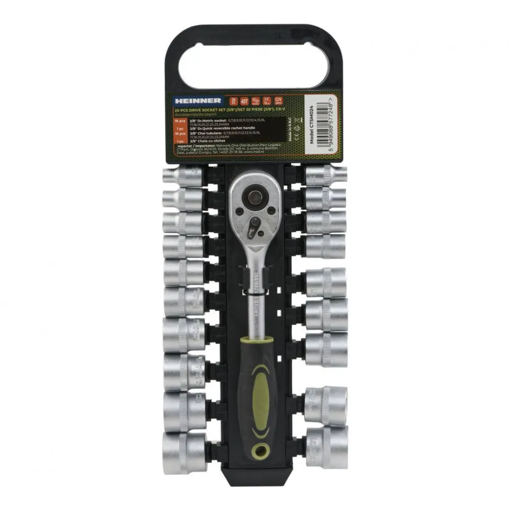 HEINNER Set 20 piese 3/8" cr-v