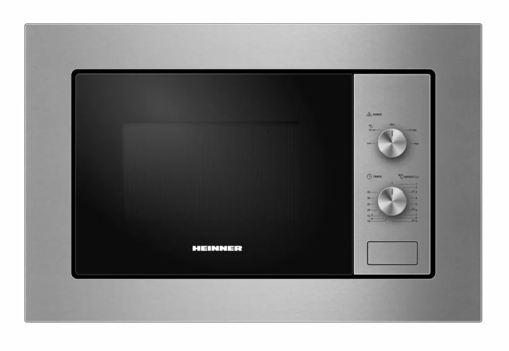 Cuptor cu Microunde HEINNER incorporabil HMW-MDBI20MIX, 800 W, 20 l, 5 trepte putere, Timer, Platou rotativ 24.5 cm (Inox/Negru)