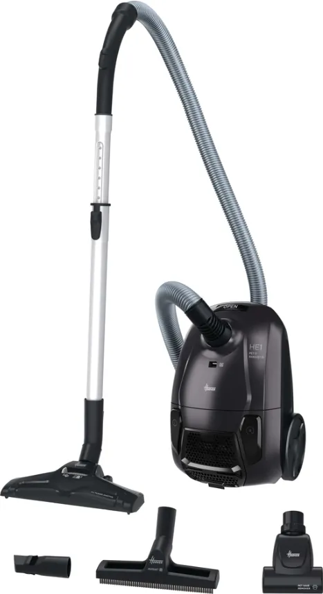 Aspirator Hoover HE120PET 011, Bagged, Power 700 W, Bag 2.5 L, Working radius 8.2 m, Black/Grey