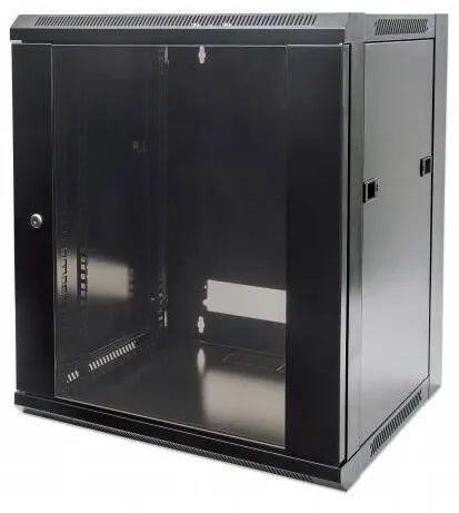 Cabinet metalic Intellinet 7711777 9U Wall mount, 570 x 500, Glass door, Negru