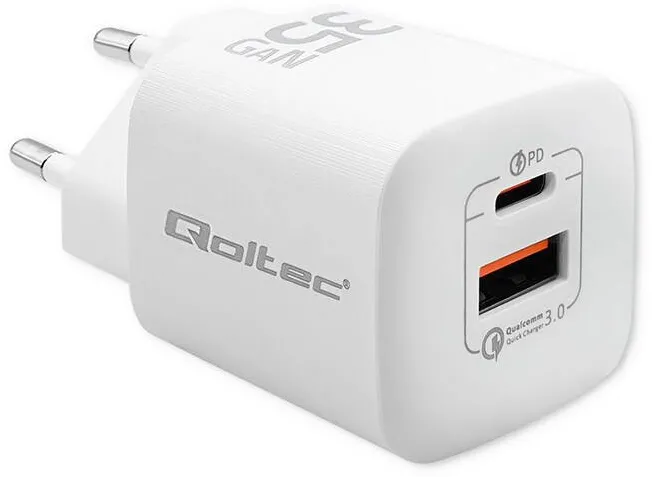 QOLTEC Qoltec 50763 mobile device charger Laptop, Portable gaming console, Power bank, Smartphone, Smartwatch, Tablet White AC Fast charging Indoor