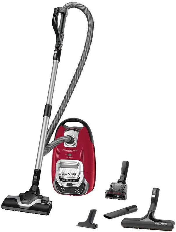 Aspirator ROWENTA cu sac Silence Force 5***** RO7473EA, motor Effitech, 400W, sac Hygiene+, accesorii Animal Care, 3 niveluri de filtrare, 4.5L, Rosu