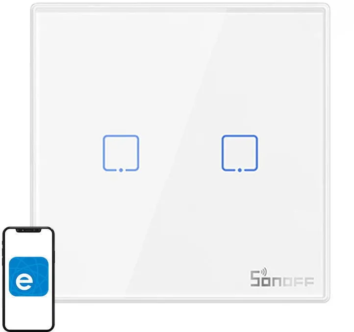 Sonoff Comutator de lumina wireless Sonoff 433MHz T2EU2C-RF (2 canale)