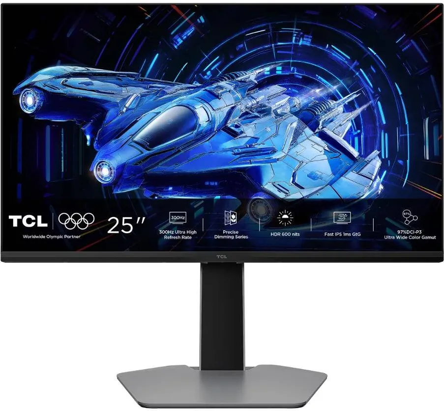 Monitor TCL Gaming QD-Mini LED 25" 25G64, Full HD (1920x1080), HDMI, DisplayPort, Pivot, 300 Hz, 1 ms (Negru/Gri)