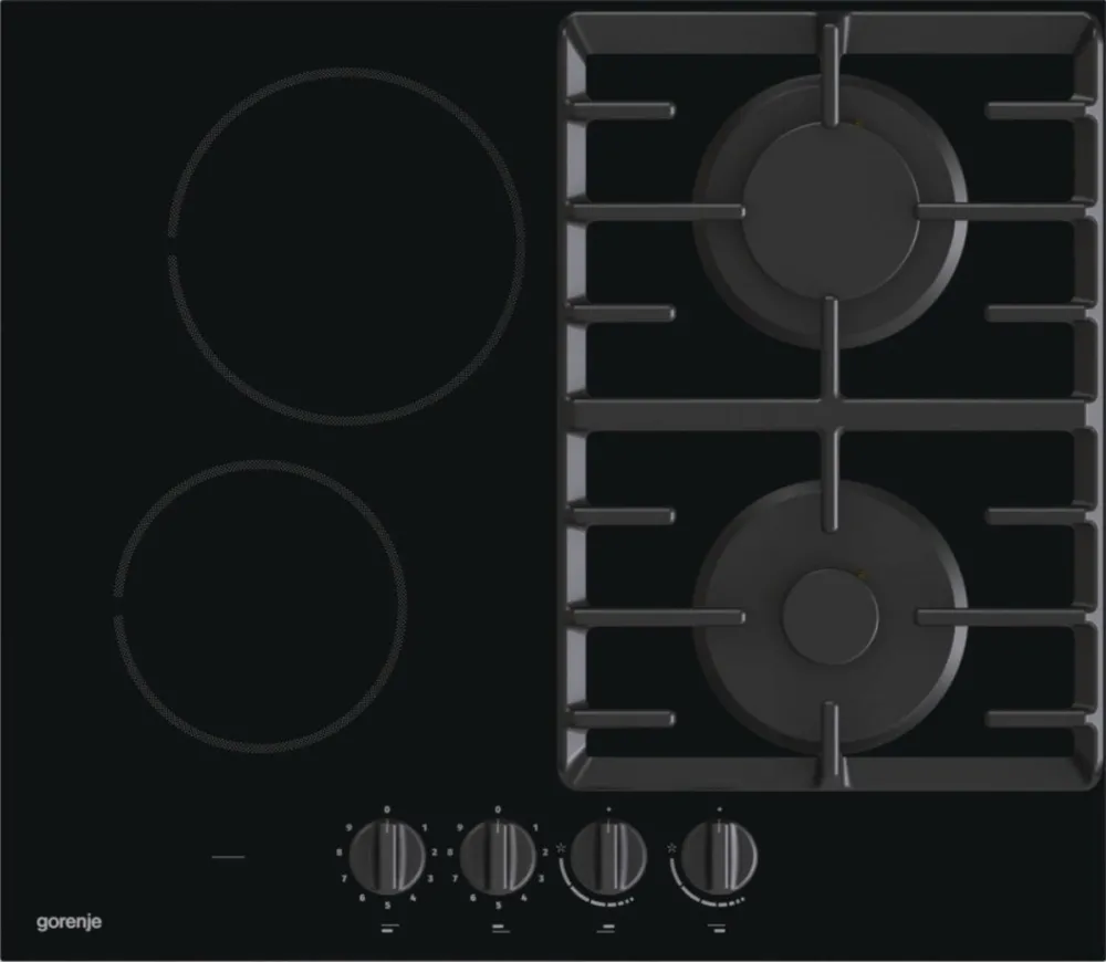 Plita GORENJE PLITA INCORPORABILA GCE691BSC, GAZ + ELECTRIC, 4 ARZATOARE, NEGRU