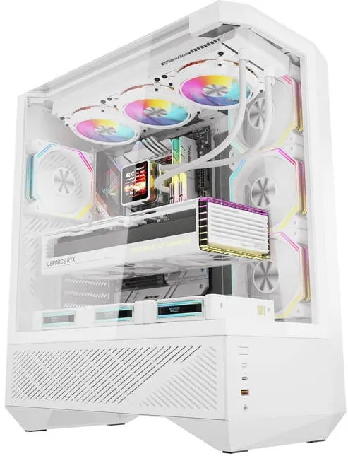 Carcasa PC Darkflash DY460 (alb) + 4 ventilatoare ARGB