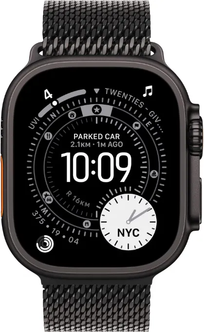 Smartwatch Apple Watch Ultra 3 Titanium, 1.98 inch, 5G, Curea Titan Small, Black - Black Titanium Milanese Loop