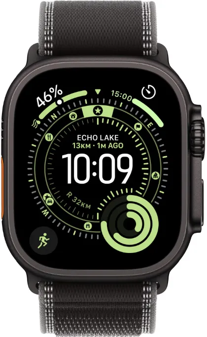 Smartwatch Apple Watch Ultra 3 Titanium, 1.98 inch, 5G, Curea Nylon M/L, Black - Black/Charcoal Trail Loop