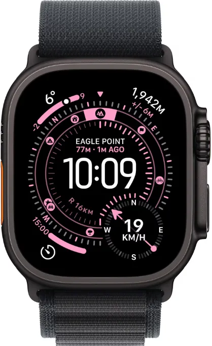 Smartwatch Apple Watch Ultra 3 Titanium, 1.98 inch, 5G, Curea Nylon Small, Natural - Black Alpine Loop
