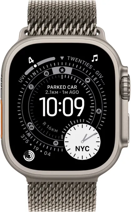 Smartwatch Apple Watch Ultra 3 Titanium, 1.98 inch, 5G, Curea Titan Large, Natural - Natural Titanium Milanese Loop