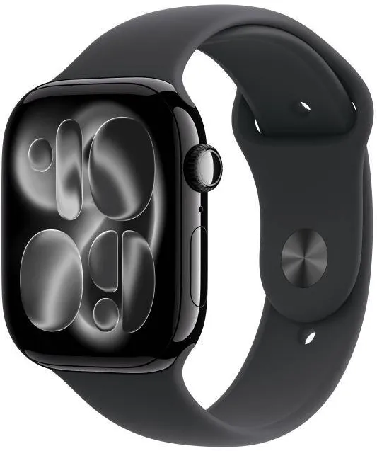Smartwatch Apple Watch Series 11 Aluminium, 1.96 inch, Curea Silicon S/M, Jet Black - Black Sport Band