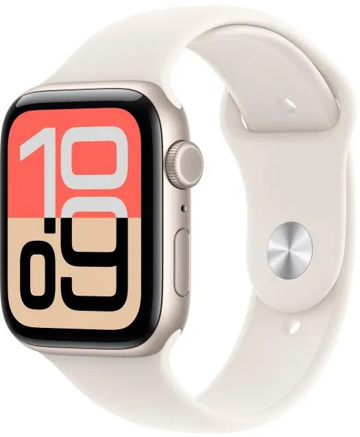 Smartwatch Apple Watch SE 3 (2025) Aluminium, 1.78 inch, 5G, Curea Silicon M/L, Starlight - Starlight Sport Band