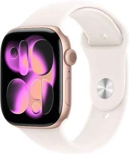 Smartwatch Apple Watch Series 11 Aluminium, 1.77inch, 5G, Curea Silicon M/L, Rose Gold - Light Blush Sport Band
