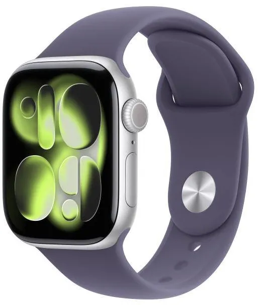 Smartwatch Apple Watch Series 11 Aluminium, 1.77inch, 5G, Curea Silicon S/M, Silver - Purple Fog Sport Band