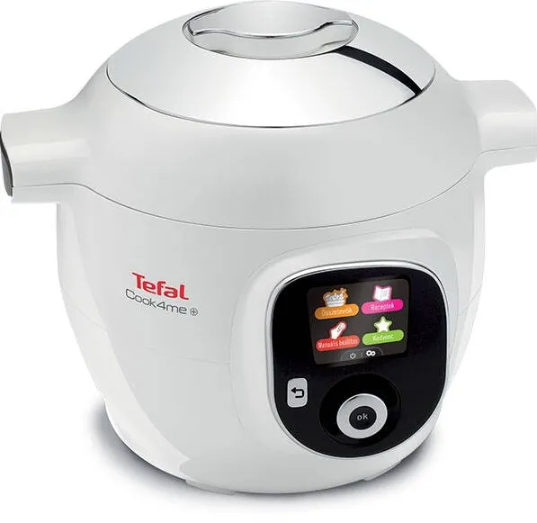 TEFAL Multicooker inteligent cu gatire sub presiune Cook4Me CY851130, 1600W, 6 moduri de gatit, instructiuni pas cu pas, rapid si usor, 150 de retete, capacitate 6 l, alb