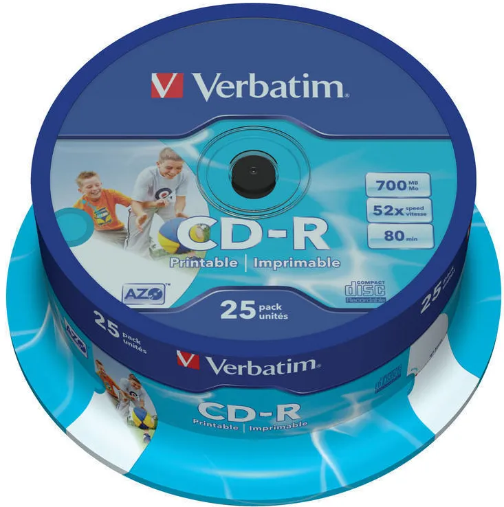 VERBATIM CD-R AZO 700MB 52X wide printable surface ID Branded