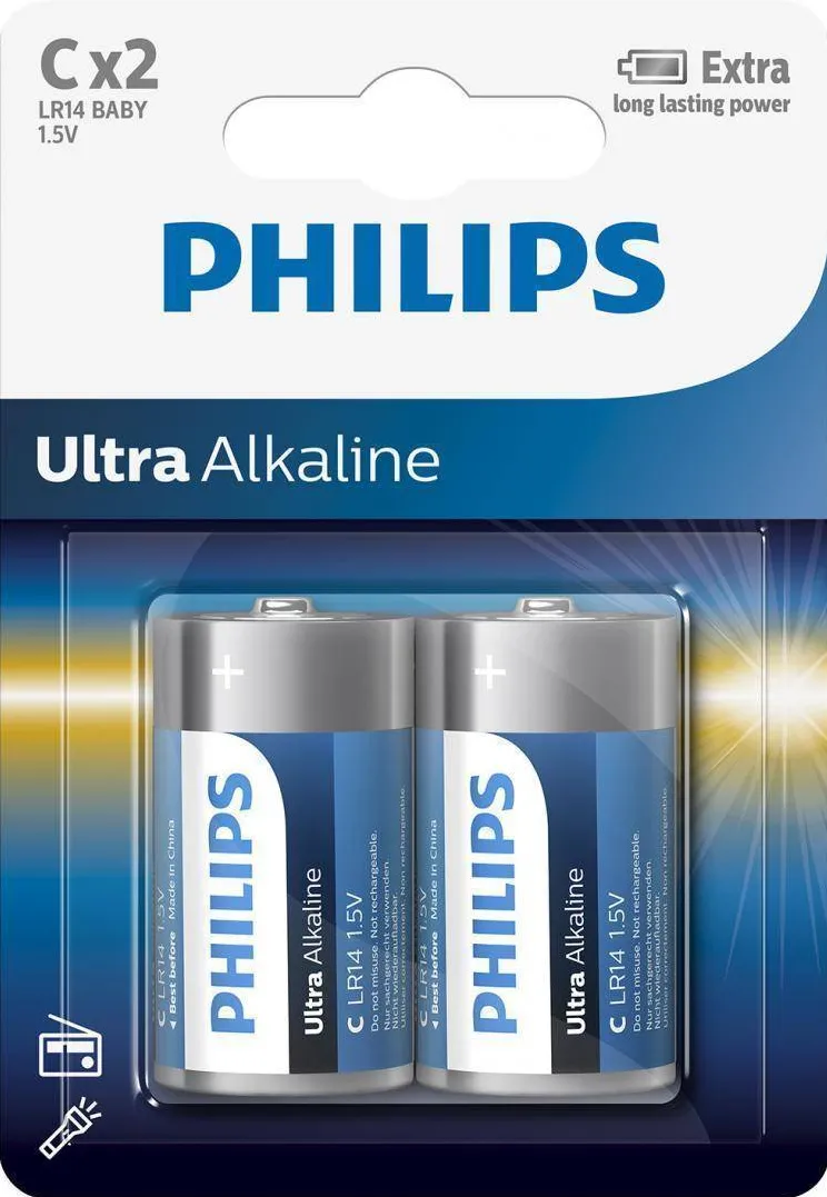 Philips BATERII PH ULTRA ALKALINE C, 2 BUC