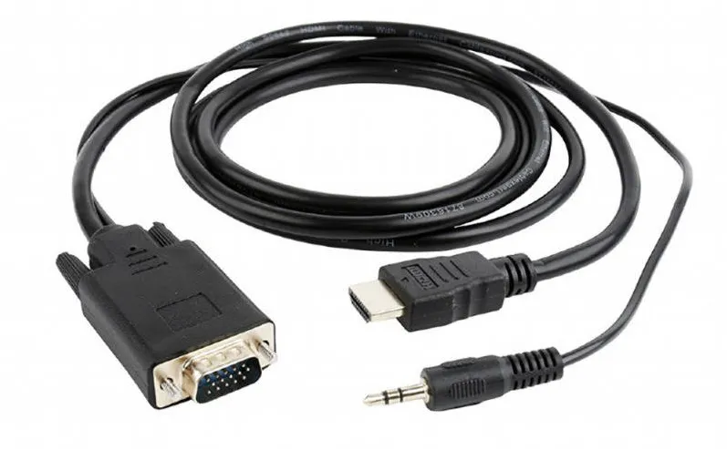 Gembird HDMI Male - VGA Male + Jack 3.5mm Male, 3m, negru